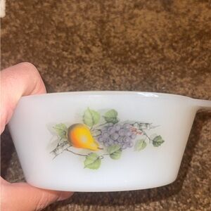 Vintage White Bowl with Fruit Design